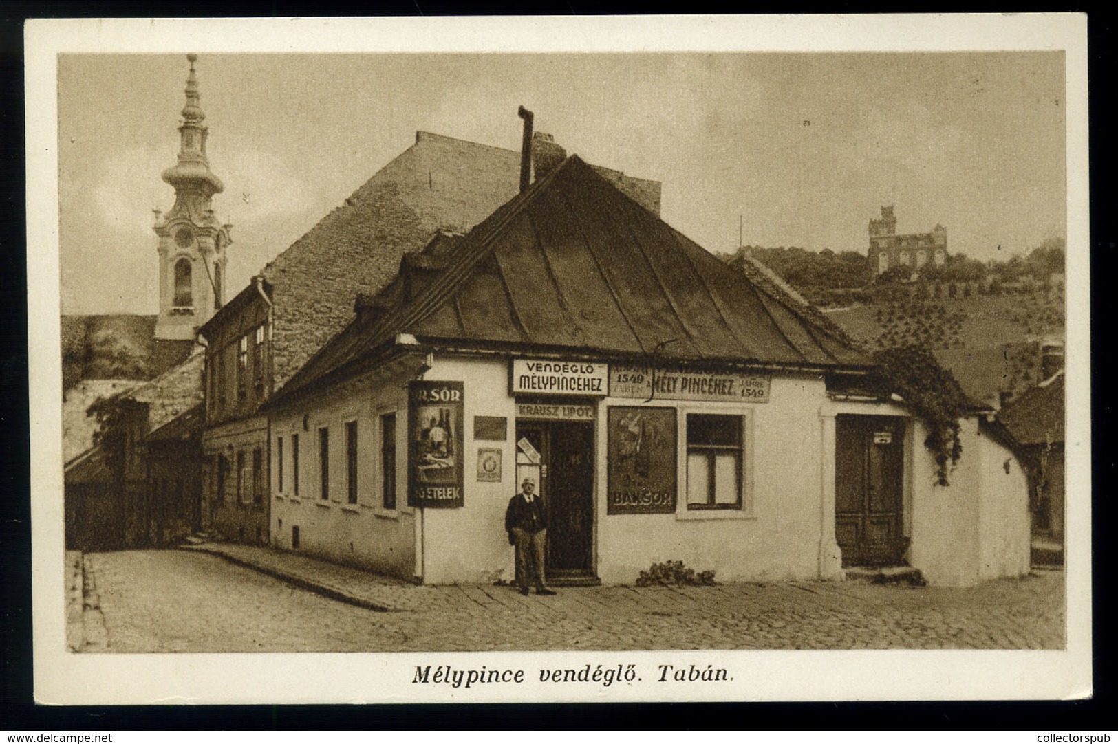 TABÁN Fehérsas Utca, Mélypince Vendéglő, Régi Képeslap  /  Deep Cellar Restaurant  Vintage Pic. P.card - Hongrie