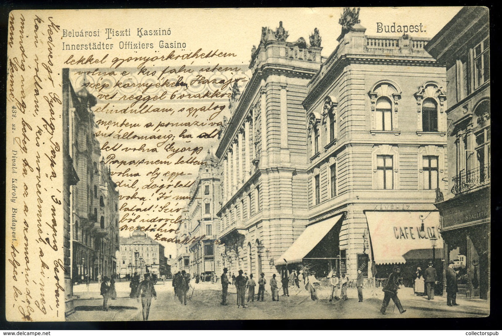 BUDAPEST 1903. Belvárosi Tiszti Kaszinó, Régi Képeslap  /  Downtown Officer's Casino  Vintage Pic. P.card - Hungría