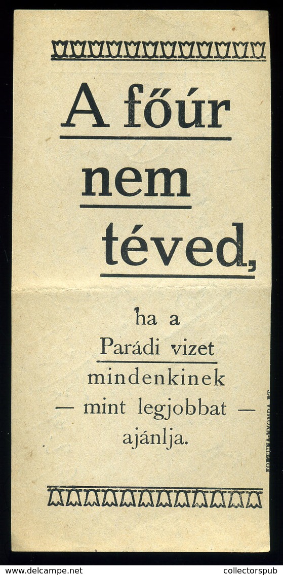 SZÁMOLÓ CÉDULA  Régi Reklám Grafika , A Főúr Nem Téved  /  BAR TAB Vintage Adv. Graphics, - Non Classificati