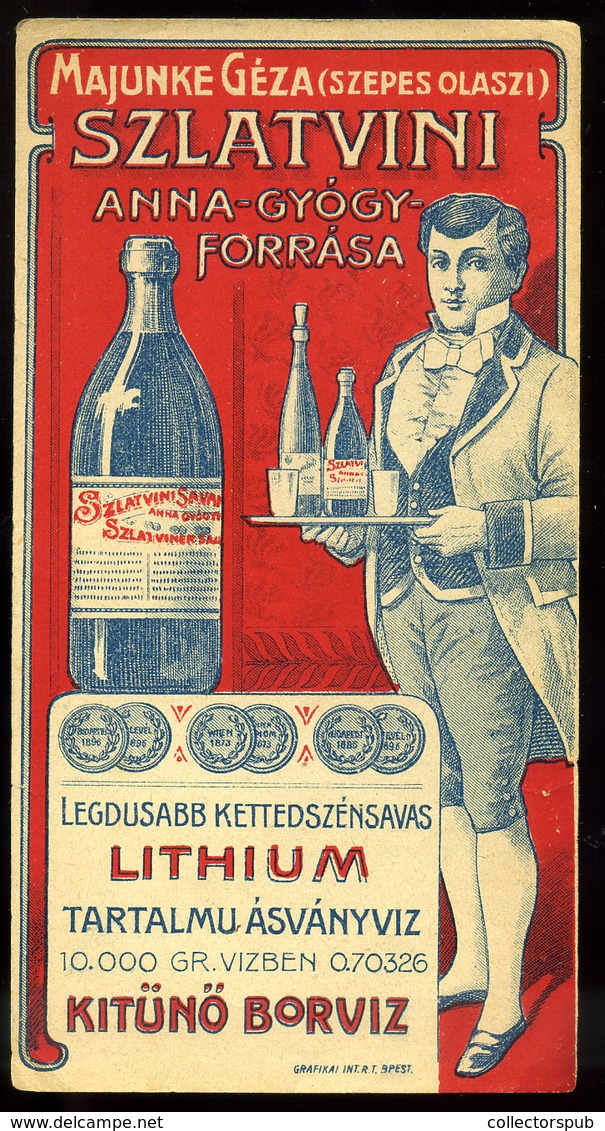 SZÁMOLÓ CÉDULA  Régi Reklám Grafika , Szepesolaszi, Majunke ásványvíz  /  BAR TAB Vintage Adv. Graphics,  Mineral Water - Non Classificati