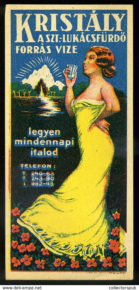 SZÁMOLÓ CÉDULA  Régi Reklám Grafika , Szent Lukácsfürdő ásványvíz  /  BAR TAB Vintage Adv. Graphics,  St. Luke Bath Mine - Non Classés