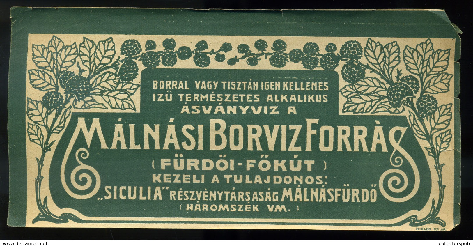 SZÁMOLÓ CÉDULA  Régi Reklám Grafika , Málnási Borvíz  /  BAR TAB Vintage Adv. Graphics,   Mineral Water - Non Classificati