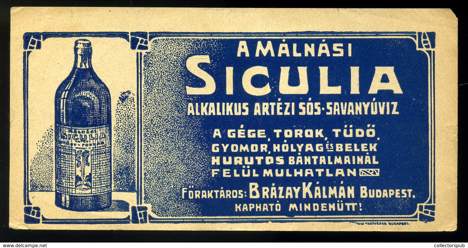 SZÁMOLÓ CÉDULA  Régi Reklám Grafika , Málnási Siculia  /  BAR TAB Vintage Adv. Graphics, - Non Classificati