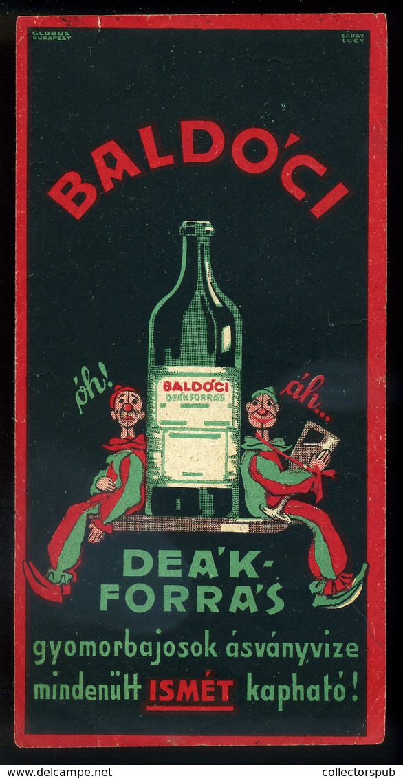 SZÁMOLÓ CÉDULA  Régi Reklám Grafika , Baldóc Deák Forrás  /  BAR TAB Vintage Adv. Graphics,  Spring - Unclassified