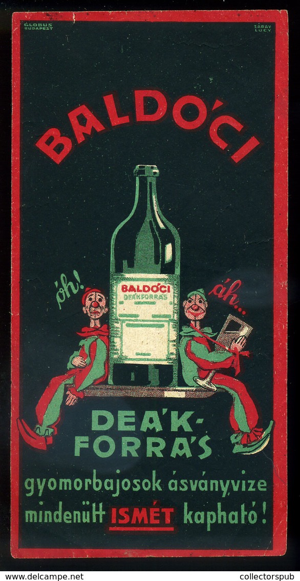 SZÁMOLÓ CÉDULA  Régi Reklám Grafika , Baldóc Deák Forrás  /  BAR TAB Vintage Adv. Graphics,  Spring - Non Classificati