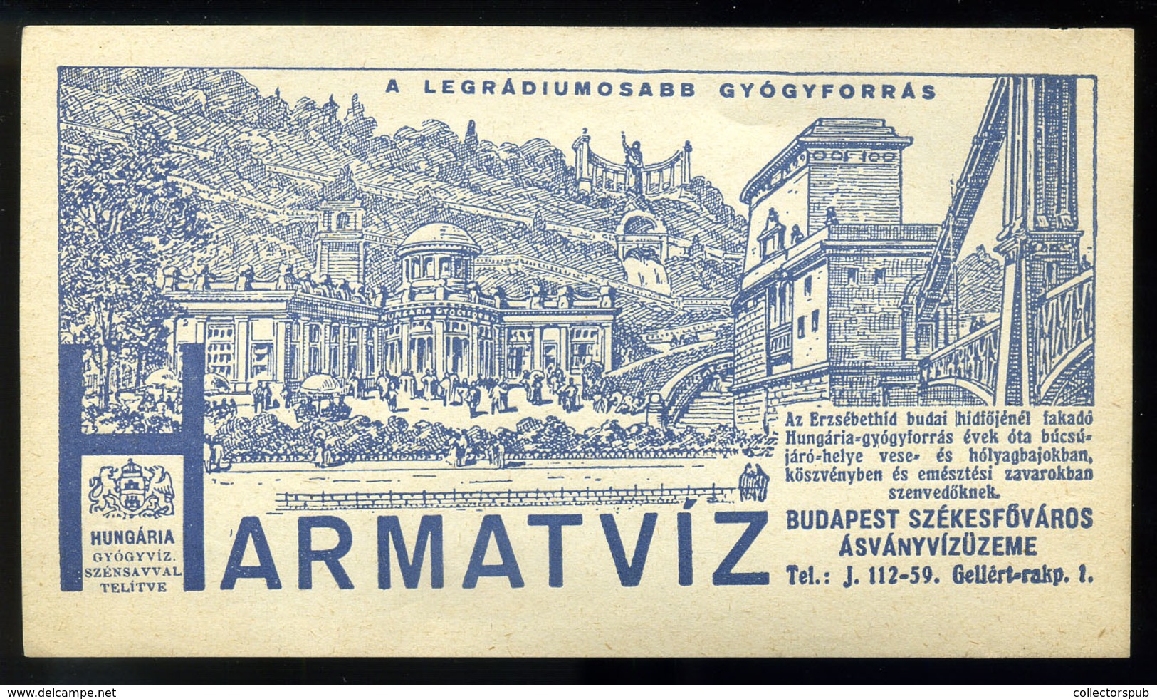 SZÁMOLÓ CÉDULA  Régi Reklám Grafika , Budapest Harmatvíz  /  BAR TAB Vintage Adv. Graphics,  Dew Water - Non Classificati