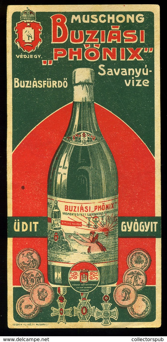 SZÁMOLÓ CÉDULA  Régi Reklám Grafika , Buziás Savanyúvíz  /  BAR TAB Vintage Adv. Graphics,  Sour Water - Unclassified