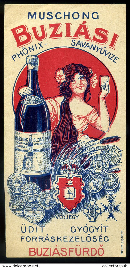 SZÁMOLÓ CÉDULA  Régi Reklám Grafika , Buziás Savanyúvíz  /  BAR TAB Vintage Adv. Graphics,  Sour Water - Non Classés