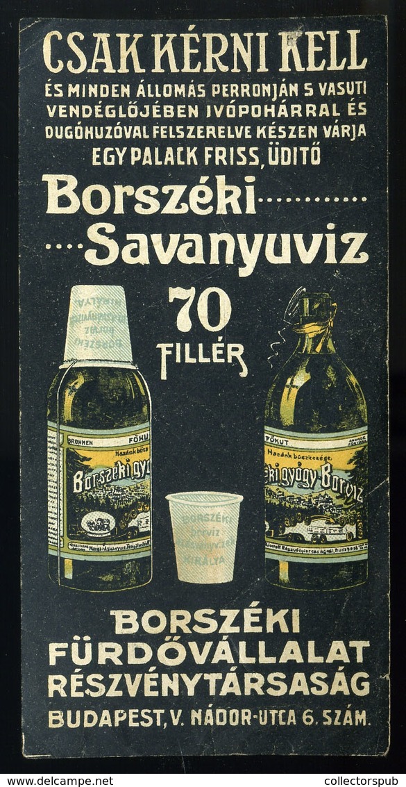 SZÁMOLÓ CÉDULA  Régi Reklám Grafika , Borszék  Savanyúvíz  /  BAR TAB Vintage Adv. Graphics,  Sour Water - Unclassified