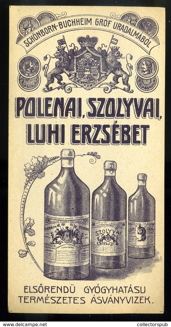 SZÁMOLÓ CÉDULA  Régi Reklám Grafika , Polenai Szolyvai ásványvíz  /  BAR TAB Vintage Adv. Graphics,  Mineral Water - Unclassified