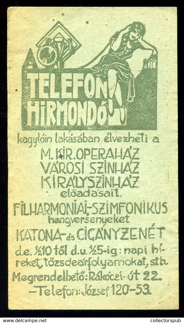 SZÁMOLÓ CÉDULA  Régi Reklám Grafika , Telefon Hírmondó  /  BAR TAB Vintage Adv. Graphics,   Telephone News - Non Classés