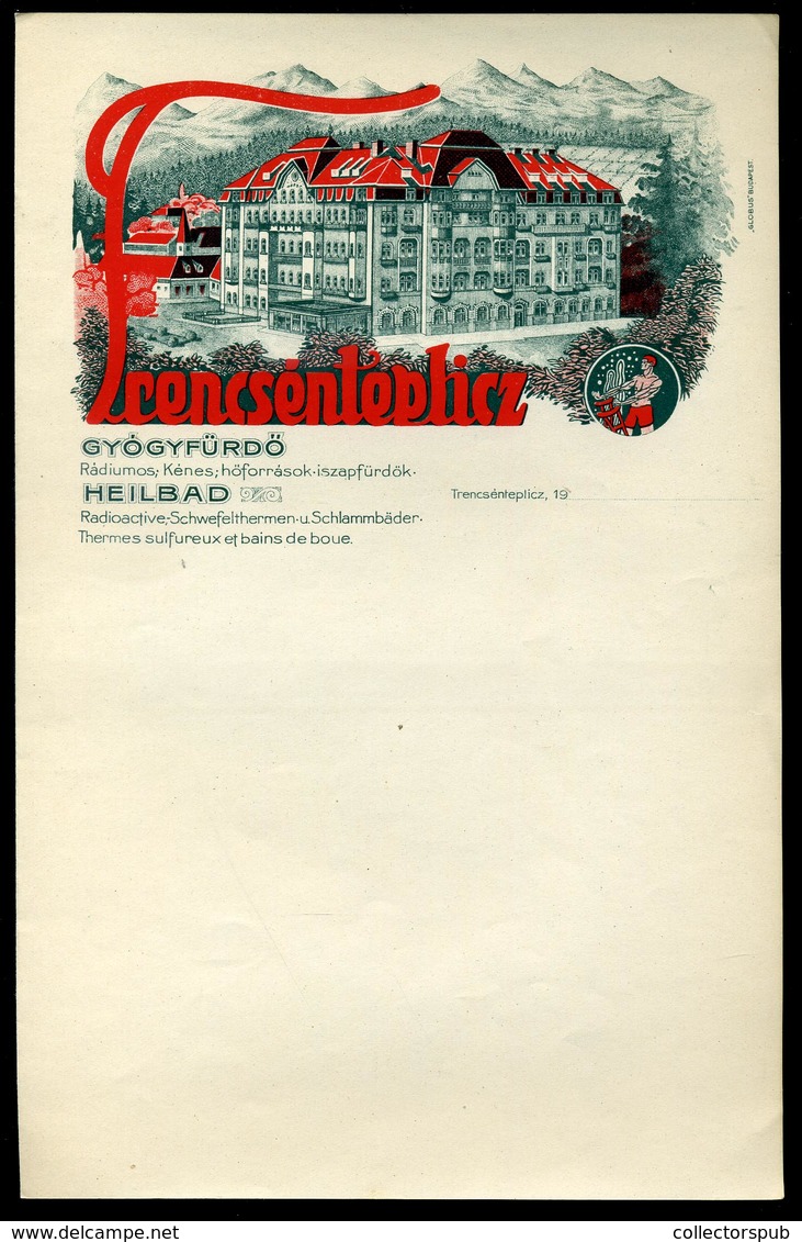 TRENCSÉNTEPLIC Gyógyfürdő, Dekoratív, Fejléces Céges Levélpapír / Decorative Letterhead Corp. Stationery - Austria