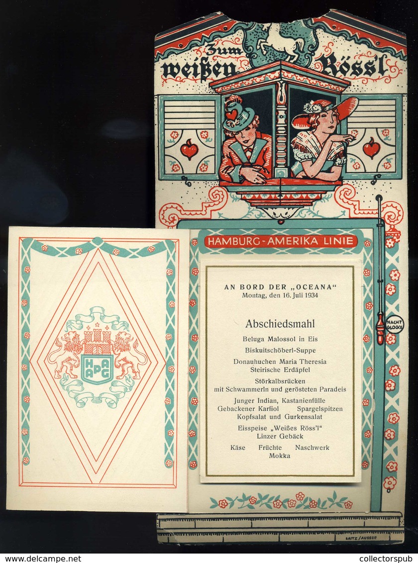 HAMBURG - AMERIKA Line, "Oceana" Menükártya 1934.  /  MENU CARD "Oceana" - Menus