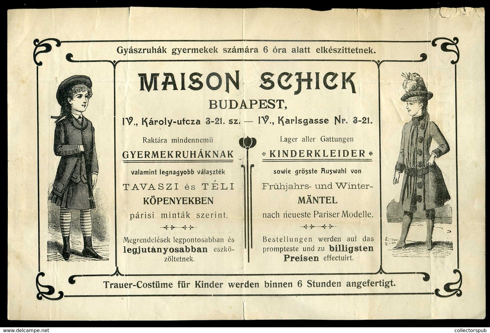 BUDAPEST 1904. Maison Schick, Gyermekruhák, Fejléces,céges Számla  /   Decorative Letterhead Bill, Child Clothes - Unclassified