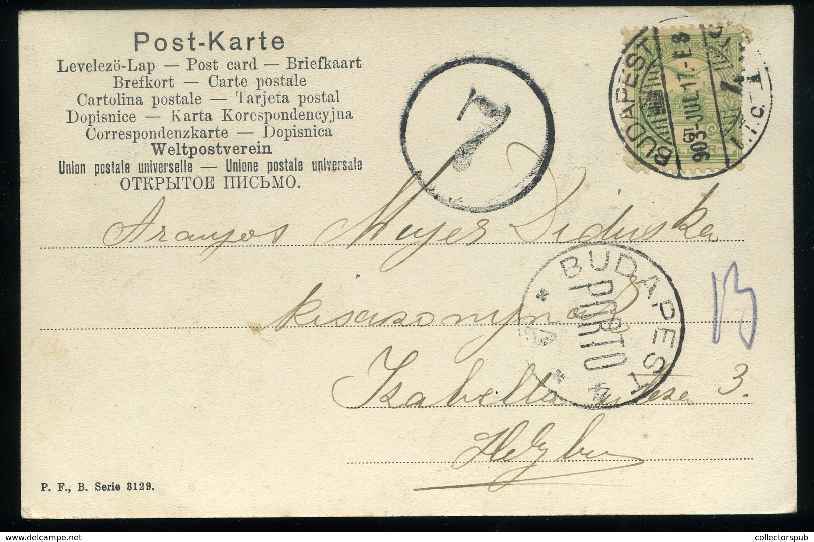 BUDAPEST 1903. Helyi Képeslap, Portó Bélyegzésekkel  /  Local  Vintage Pic. P.card Postage Due Pmks - Used Stamps