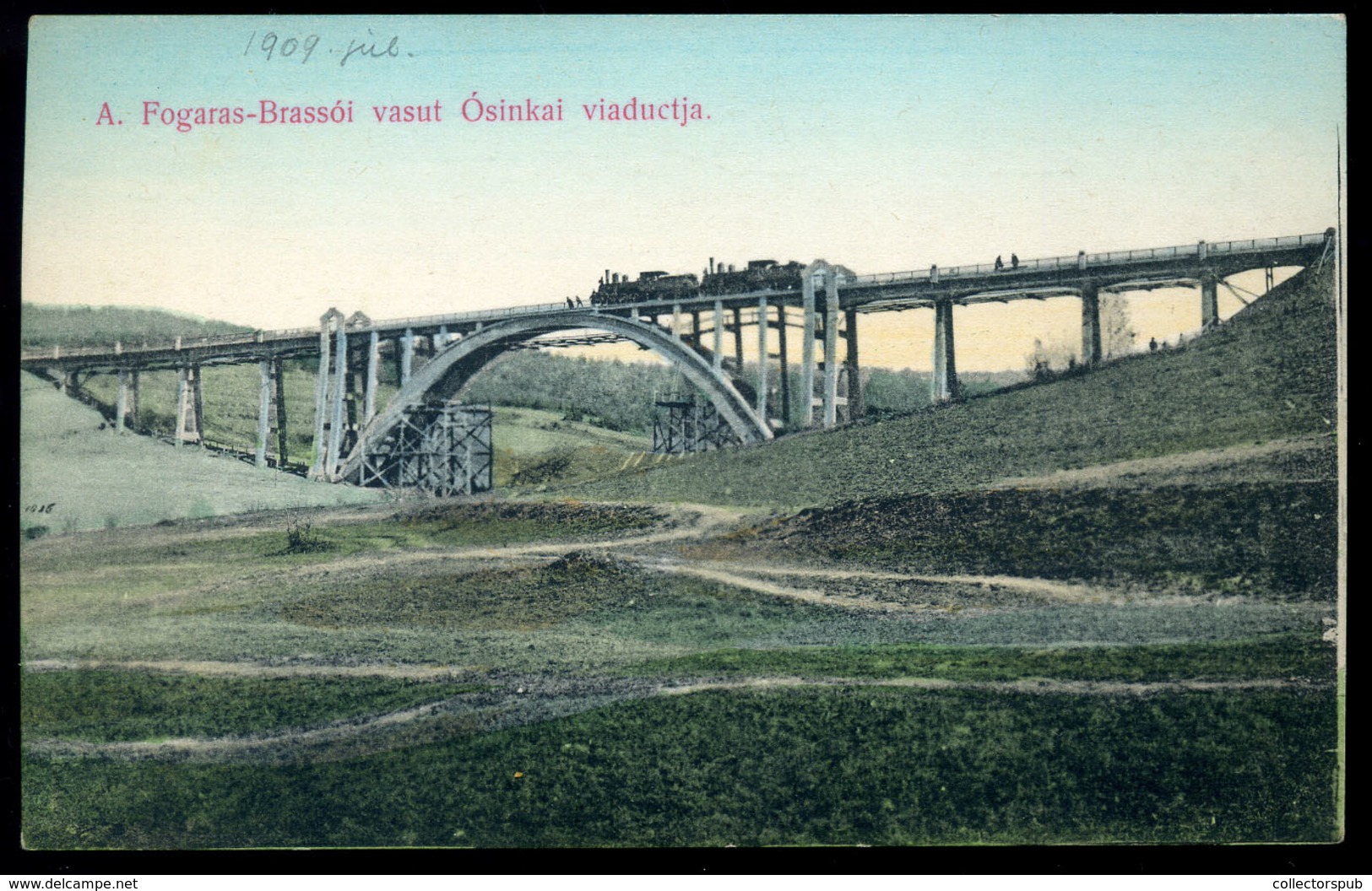 A Fogaras-Brassói Vasúti Híd, Viadukt, Gőzmozdony , Ósinka Régi Képeslap  /  Fogaras-Brasov Rail Bridge Steam Engine  Vi - Hongrie