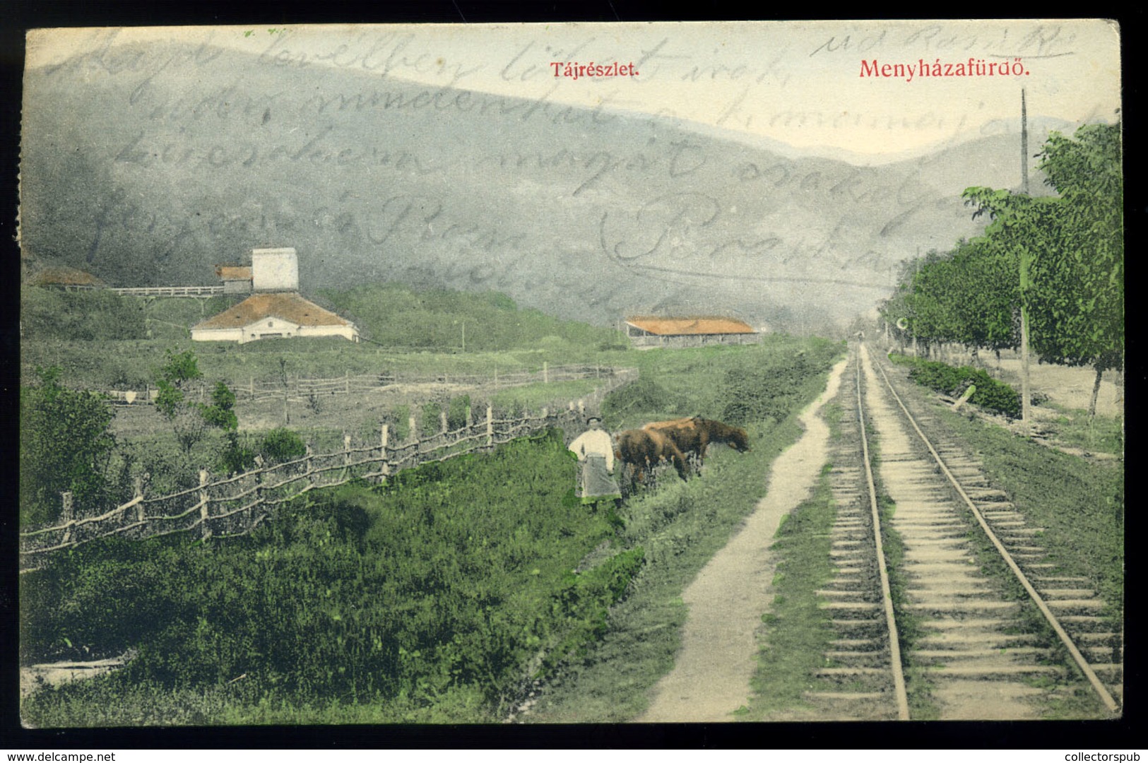 MENYHÁZAFÜRDŐ / Baile Moneasa  1917. Tájrészlet, Vasút, Régi Képeslap  /  Panorama Detail , Railway  Vintage Pic. P.card - Hungary