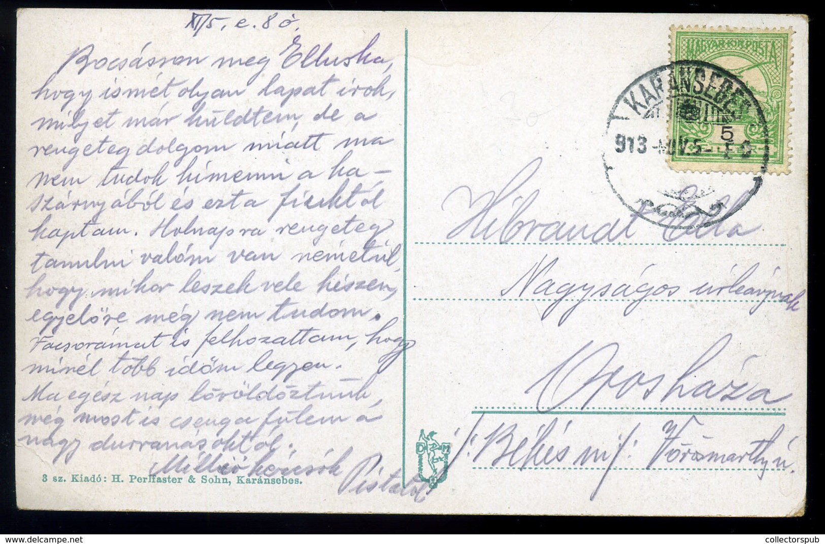 KARÁNSEBES 1913. Régi Képeslap  /   Vintage Pic. P.card - Hongrie