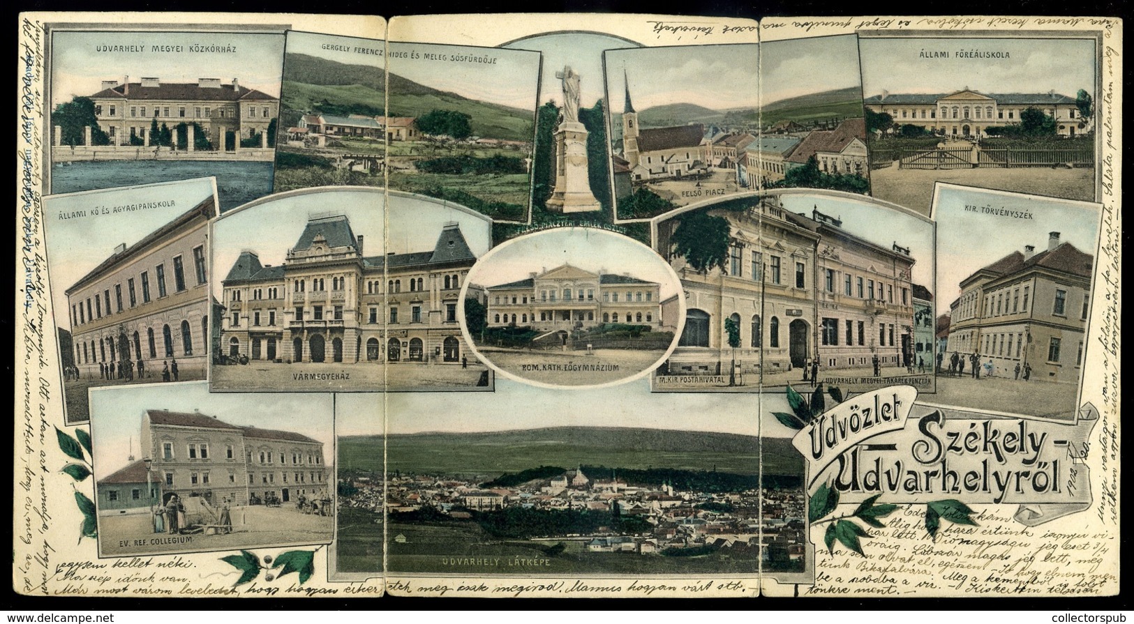 SZÉKELYUDVARHELY 3 Részes Panoráma Képeslap   /   3 Part Panorama Vintage Pic. P.card - Hungría