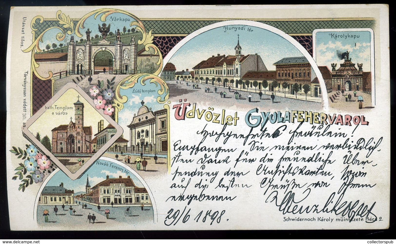 GYULAFEHÉRVÁR 1898. Litho Képeslap, Zsinagógával  / Litho Vintage Pic. P.card Synagogue - Roumanie