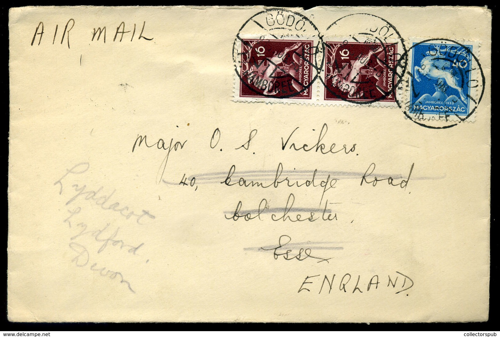 GÖDÖLLŐ 1933. Levél Cserkész Bélyegekkel Angliába Küldve  /  Letter Boy Scout To England - Lettres & Documents