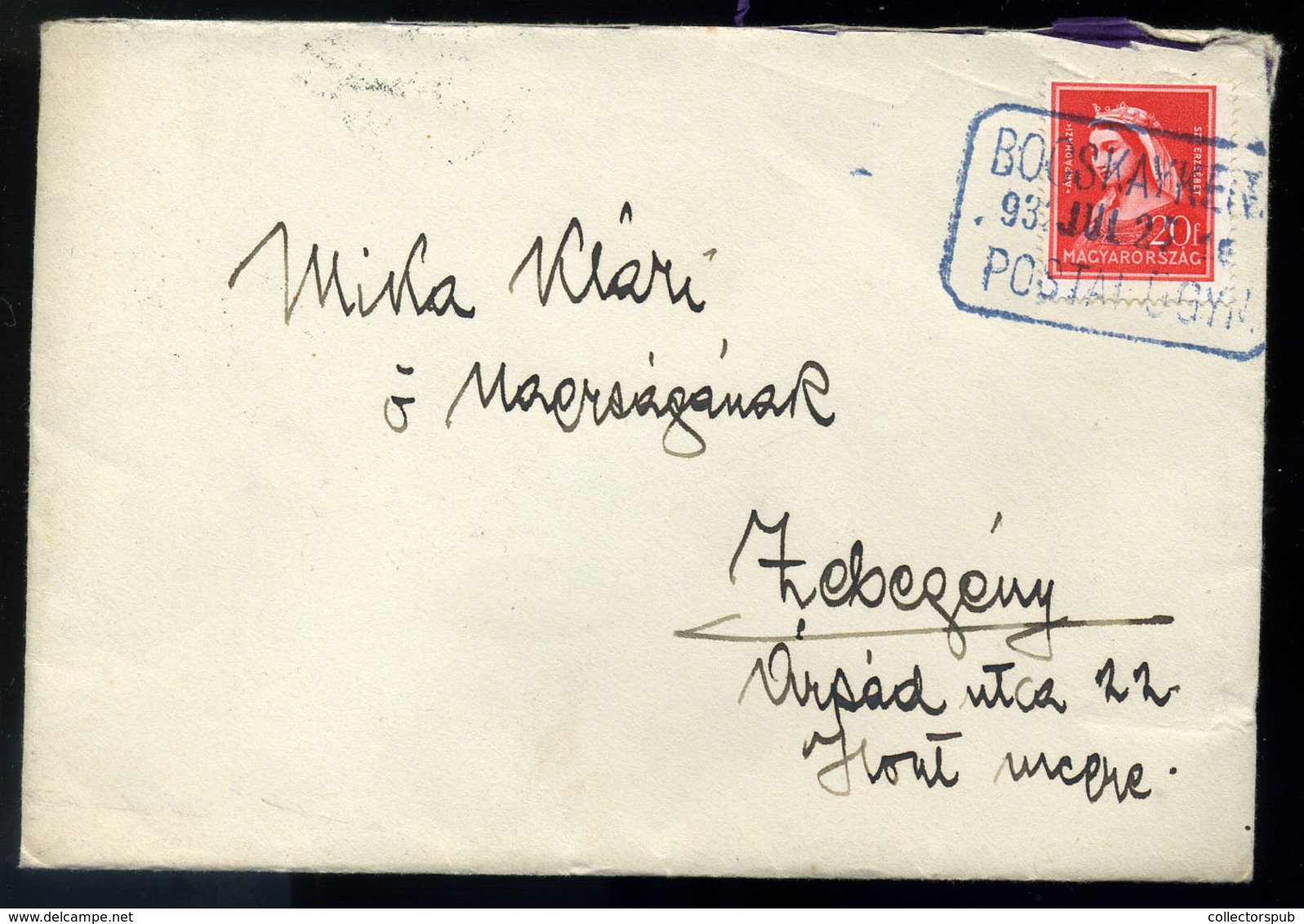 BOCSKAYKERT 1932. Levél Postaügynökségi Bélyegzéssel  /  Letter Postal Agency Pmk - Lettres & Documents
