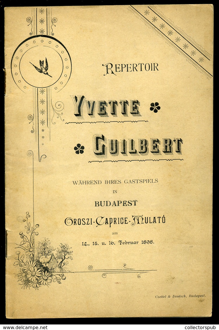 BUDAPEST 1898. Oroszi Caprice Mulató , Programfüzet  /  Program Brochure, Adv. - Non Classés