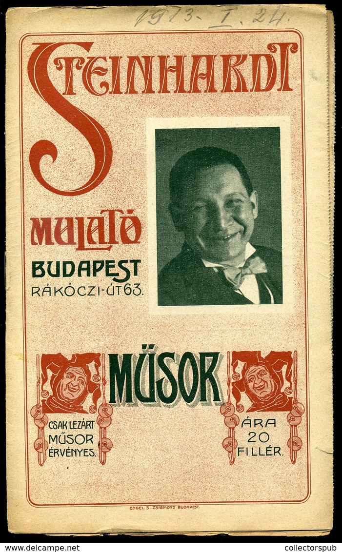 BUDAPEST Steinhardt Mulató , Dekoratív Programfüzet, Reklámokkal 1913.  /  Decorative Program Brochure, Adv. - Unclassified