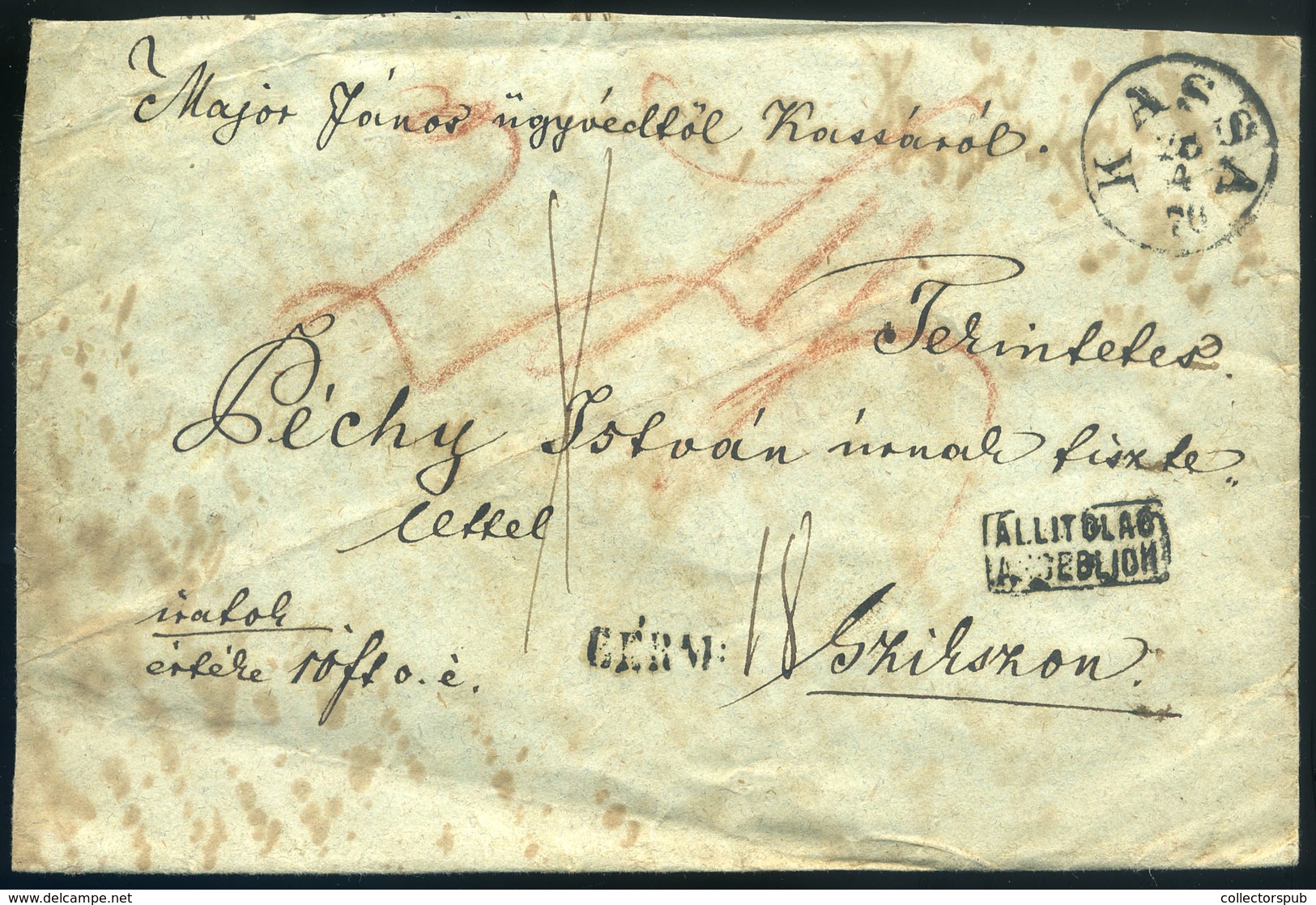 KASSA 1870. Dekoratív értéklevél Szikszóra Küldve  /  Decorative Money Letter To Szikszó - Gebruikt