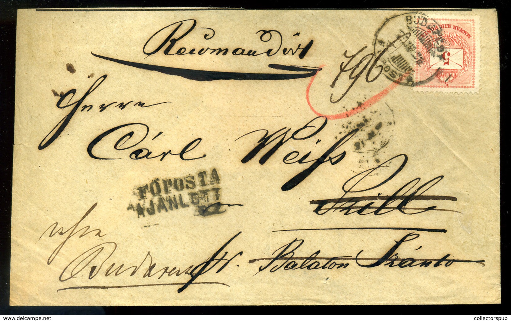 BUDAPEST 1875. 1871-1874 Kiadás, Vegyes Bérmentesítés. Ajánlott Levél 5Kr + 10Kr Tovább és Visszaküldéssel. Dekoratív,ri - Used Stamps