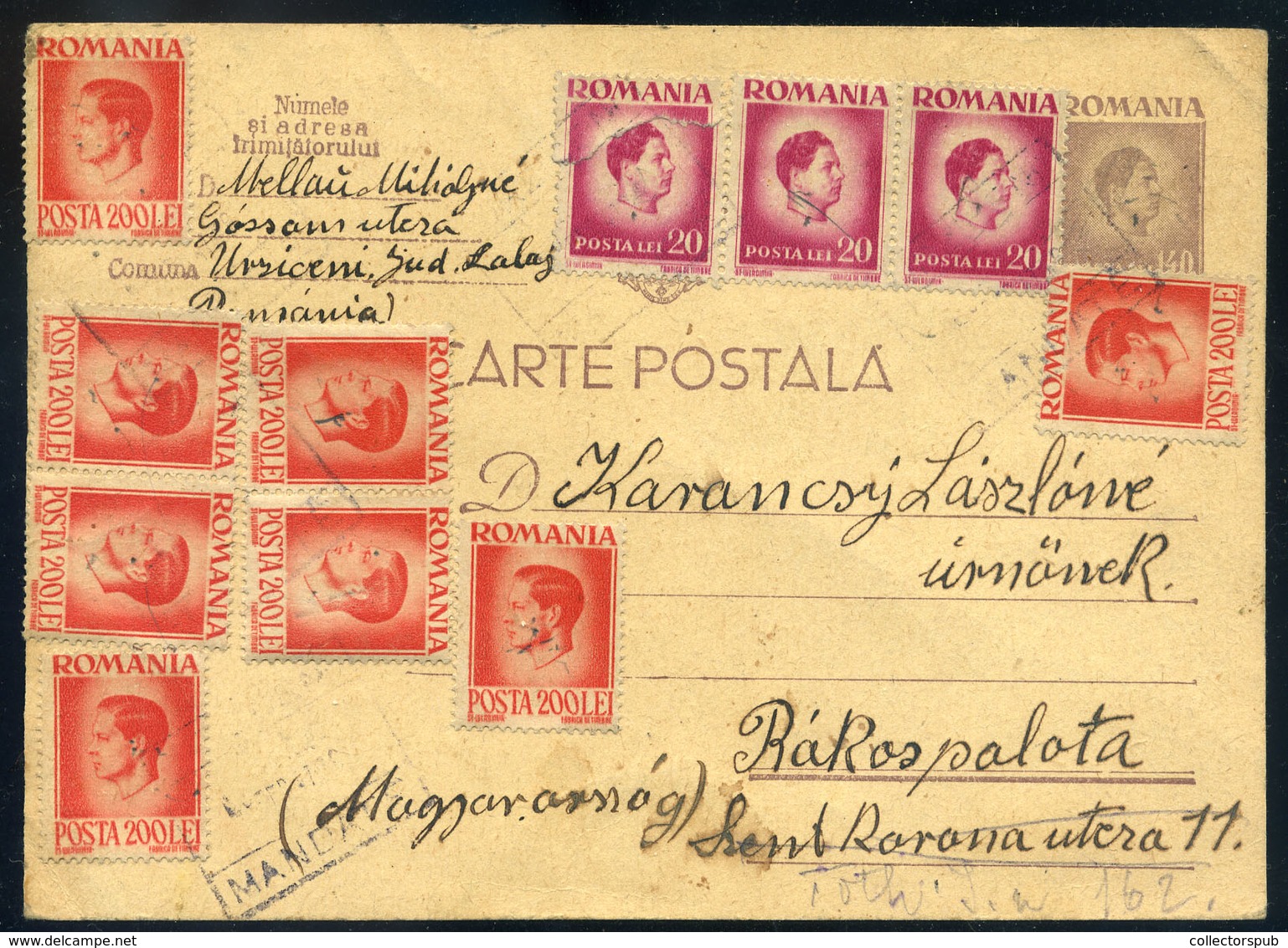 ROMÁNIA 1947. Kiegészített,inflációs  Díjjegyes Lap Albertfalvára Küldve  /  ROMANIA 1947 Uprated Infla Stationery Card - Lettres & Documents