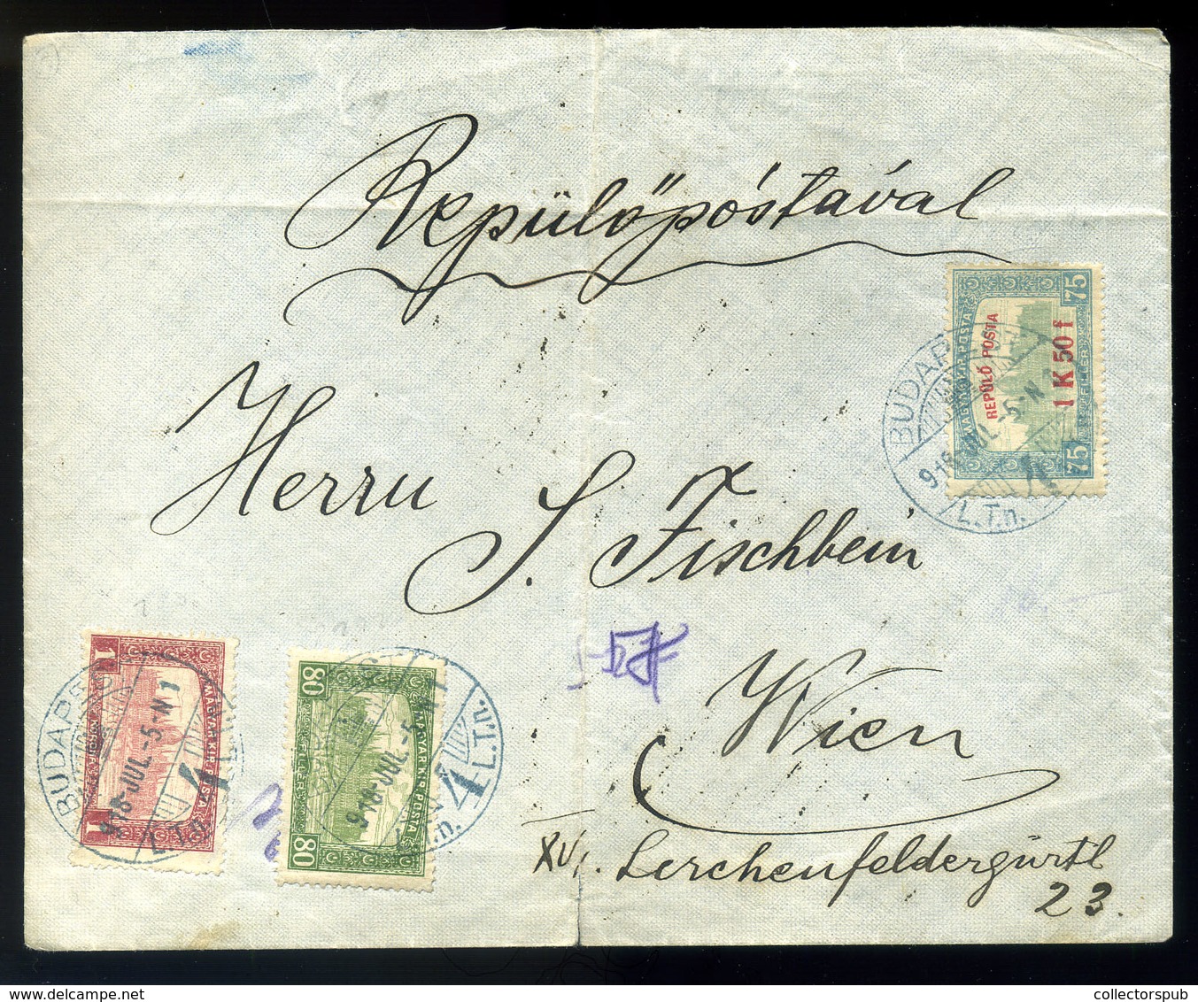 BUDAPEST 1918.07.05. Légi Levél Bécsbe Küldve  /  Airmail Letter To Vienna - Oblitérés