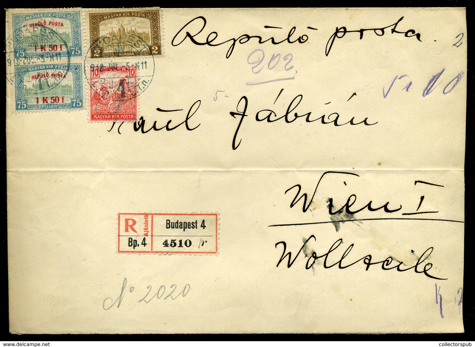 BUDAPEST 1918.07.05. Légi Levél Bécsbe Küldve  /  Airmail Letter To Vienna - Used Stamps