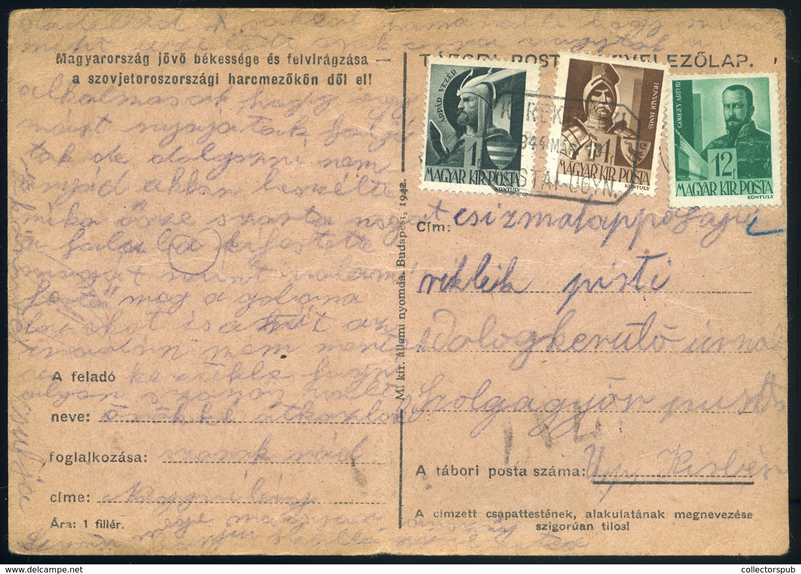 KERÉKTELEKI 1944. Levlap Postaügynökségi Bélyegzéssel  /  P.card Postal Agency Pmk - Covers & Documents