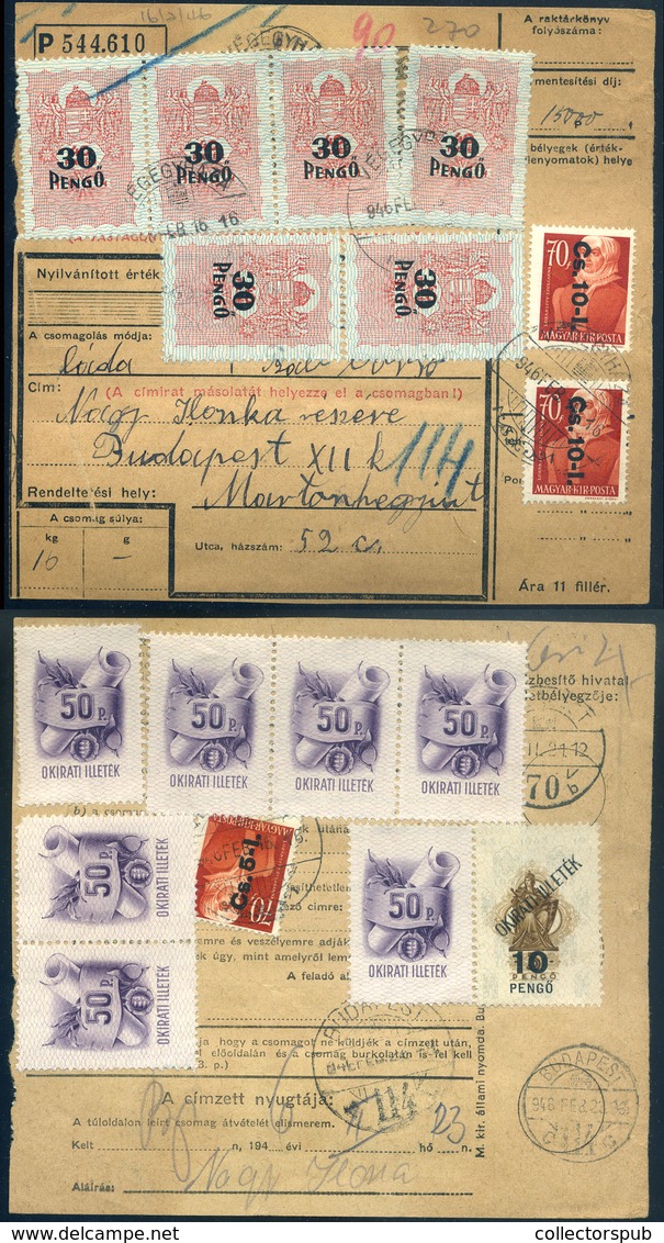 VÉGEGYHÁZA 1946. Inflációs Csomagszállító Budapestre  /  Infl.  Parcel P.card To Budapest - Covers & Documents