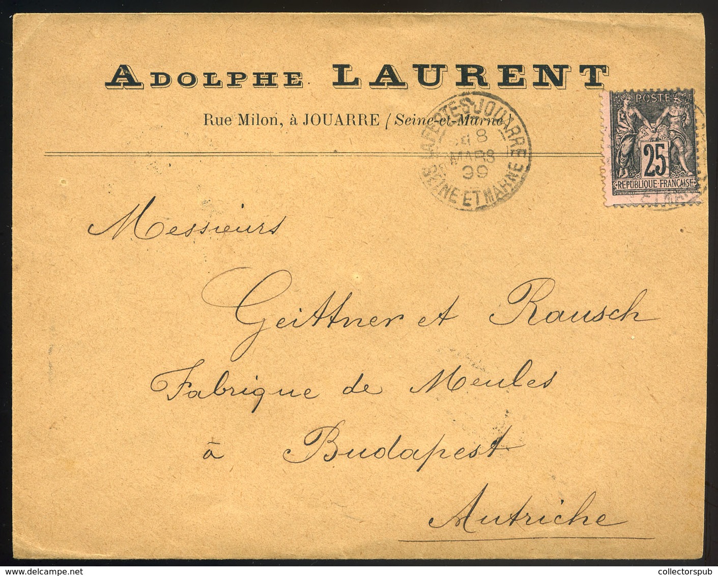 FRANCIAORSZÁG 1899. Dekoratív Céges Levél Budapestre Küldve  /  FRANCE Decorative Corp. Letter To Budapest - Used Stamps