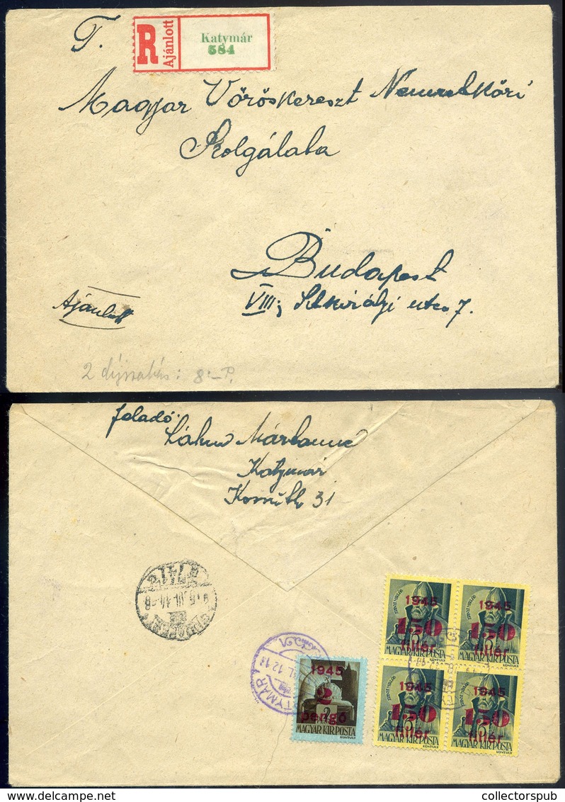 KATYMÁR 1915.07. Ajánlott Inflációs Levél, Lila Bélyegzéssel Budapestre Küldve  /  Reg. Infl. Letter Purple Pmk To Budap - Lettres & Documents