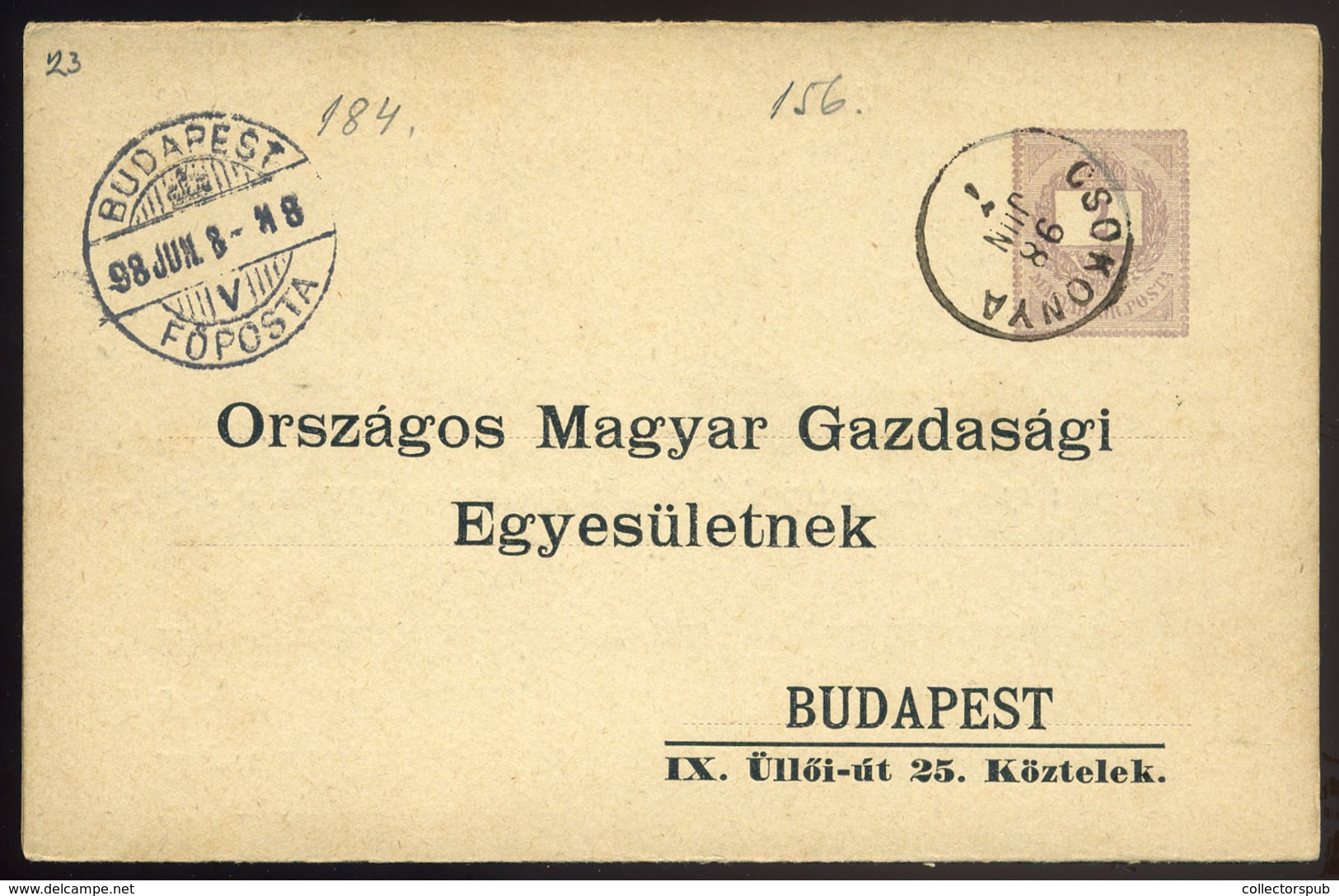 CSOKONYA 1898.  4 Részes Hivatalos Díjjegyes Levlap Budapestre Küldve  /  4 Part Official Stationery P.card To Budapest - Postal Stationery