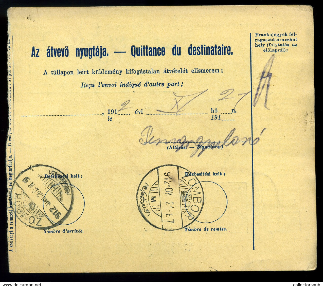 BUDAPEST 1912. Csomagszállító Szép Gyűjtő Bélyegzéssel Zomborba Küldve  /   Parcel P.card Nice Collector Pmk To Zombor - Used Stamps