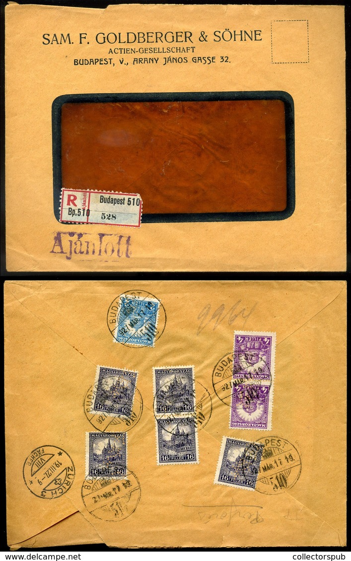 BUDAPEST 1927. Goldberger, Céges Levél, Céglyukasztásos Bélyegekkel Svájcba Küldve  /  Corp. Letter Corp. Punched Stamps - Covers & Documents