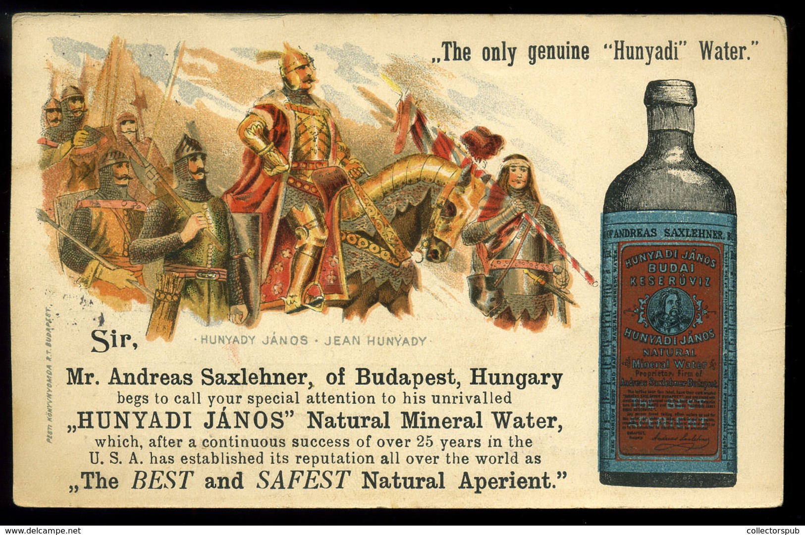 BUDAPEST 1897. Hunyadi János , Saxlehner Reklámos Millenniumi Díjjegyes Lap, 3Kr Céglyukasztásos,bélyeg Kiegészítéssel A - Used Stamps