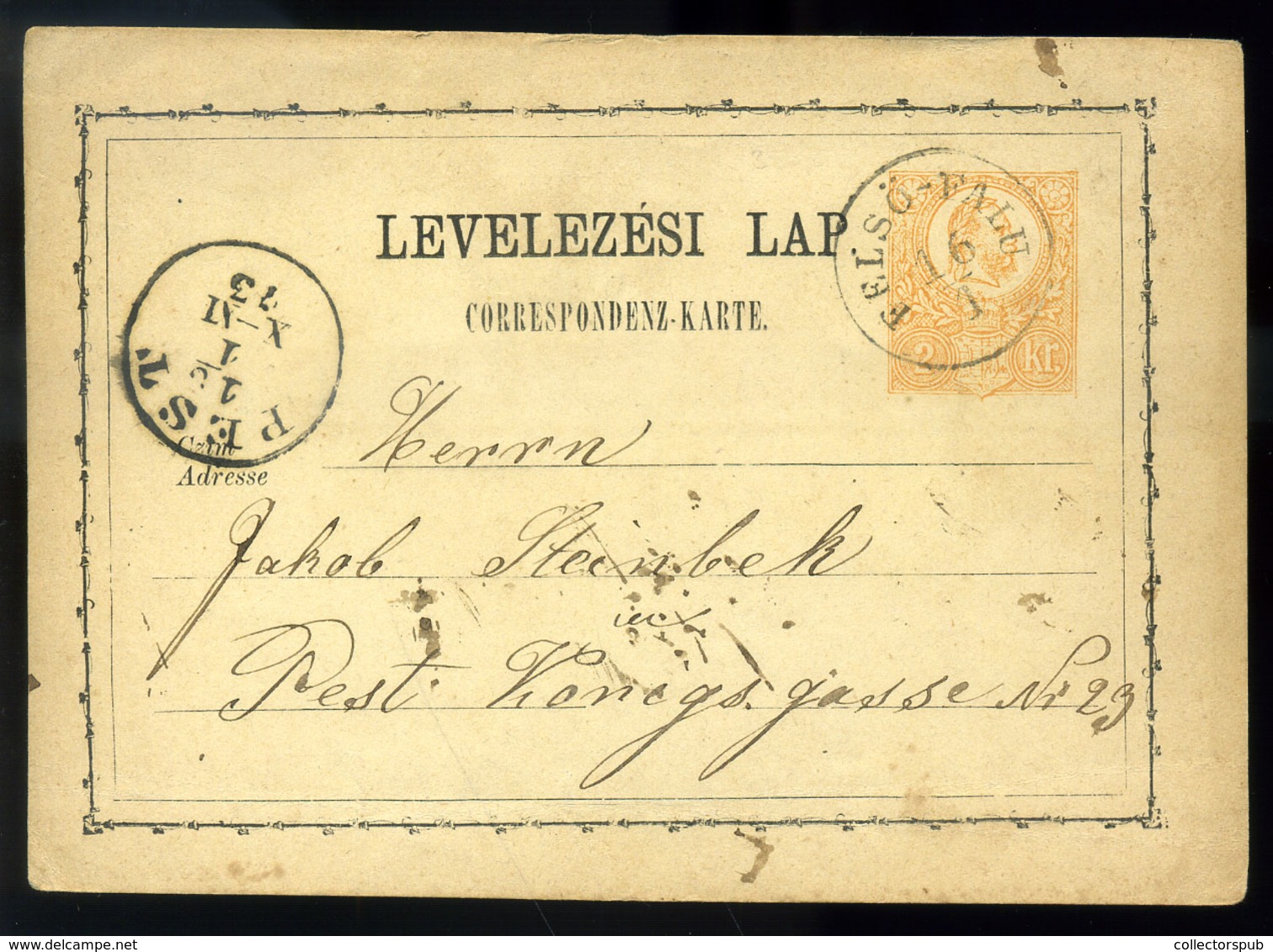 FELSŐFALU / Chvalová 1873. 2Kr-os Díjjegyes Lap, Szép Bélyegzéssel (G:350P)  /  2 Kr Stationery Card Nice Pmk - Used Stamps