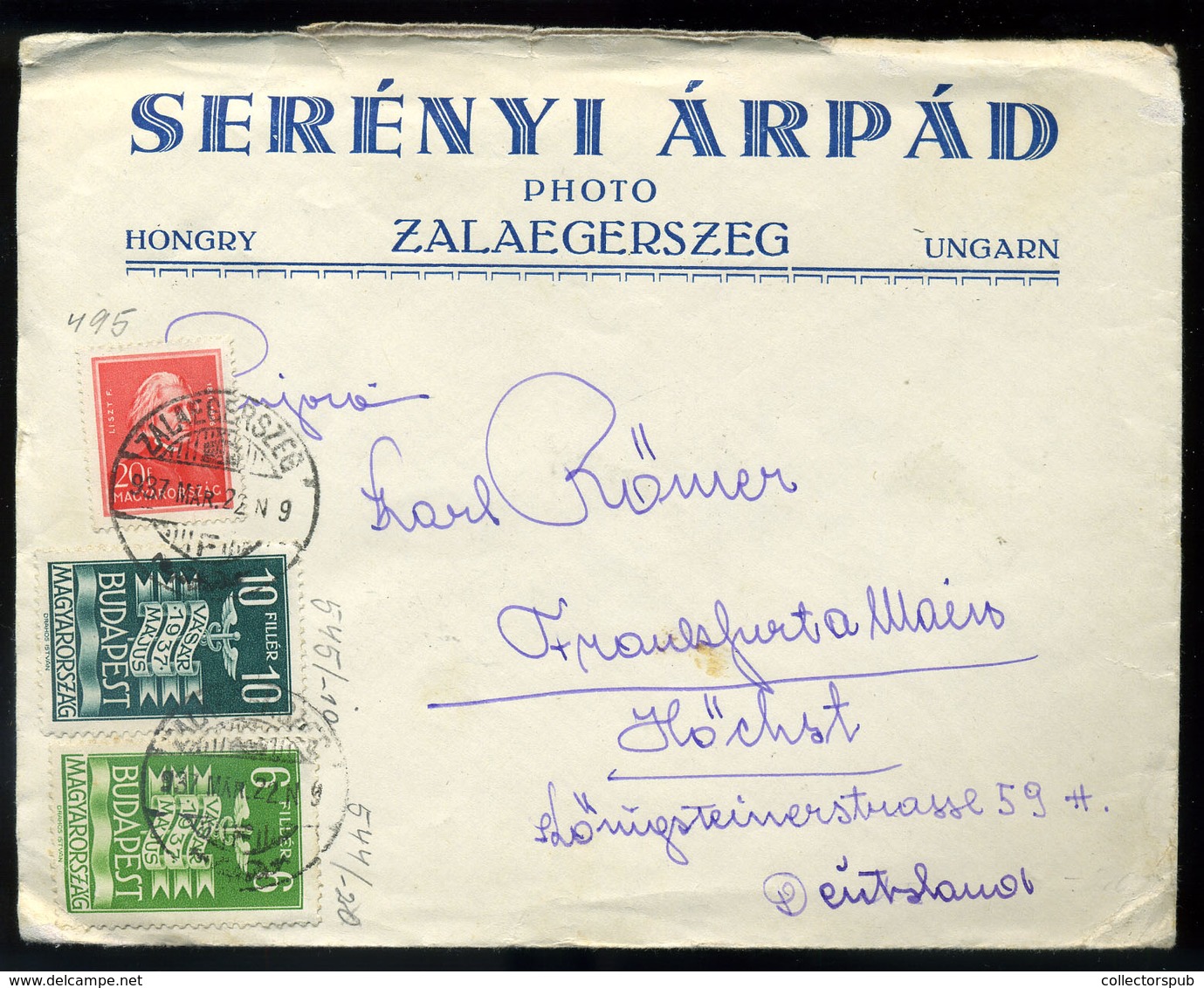 ZALAEGERSZEG 1937. Levél Arcképek-Vásár Vegyes Bérmentesítéssel Németországba  /  Letter Portraits-Market Mix. Frank. To - Covers & Documents