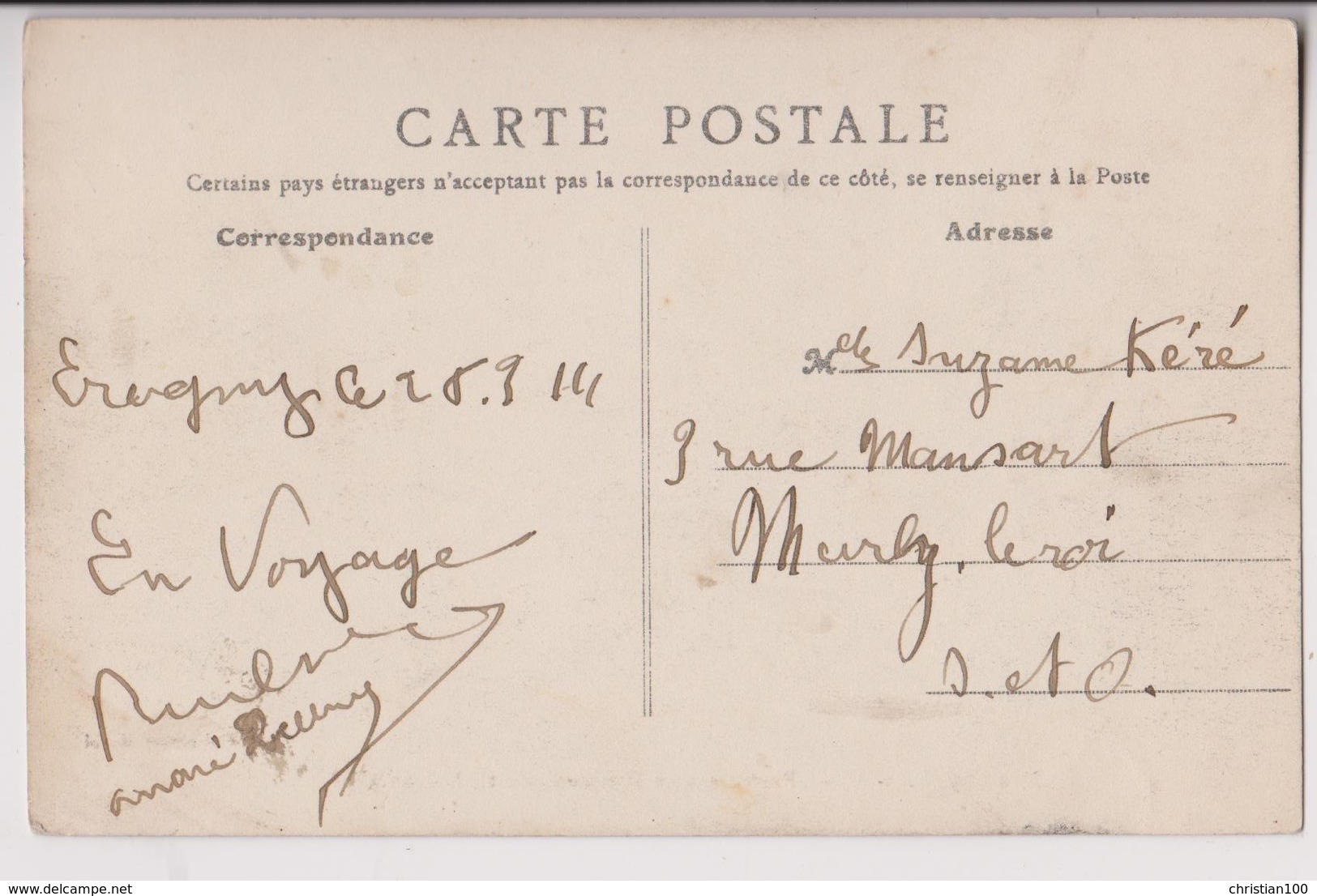ERAGNY (95) : RESTAURANT DU FORT DE LA GAITE - MAISON " MOREL " - UN JOUR DE FETE - DRAPEAUX - ECRITE 1915 - 2 SCANS - - Eragny