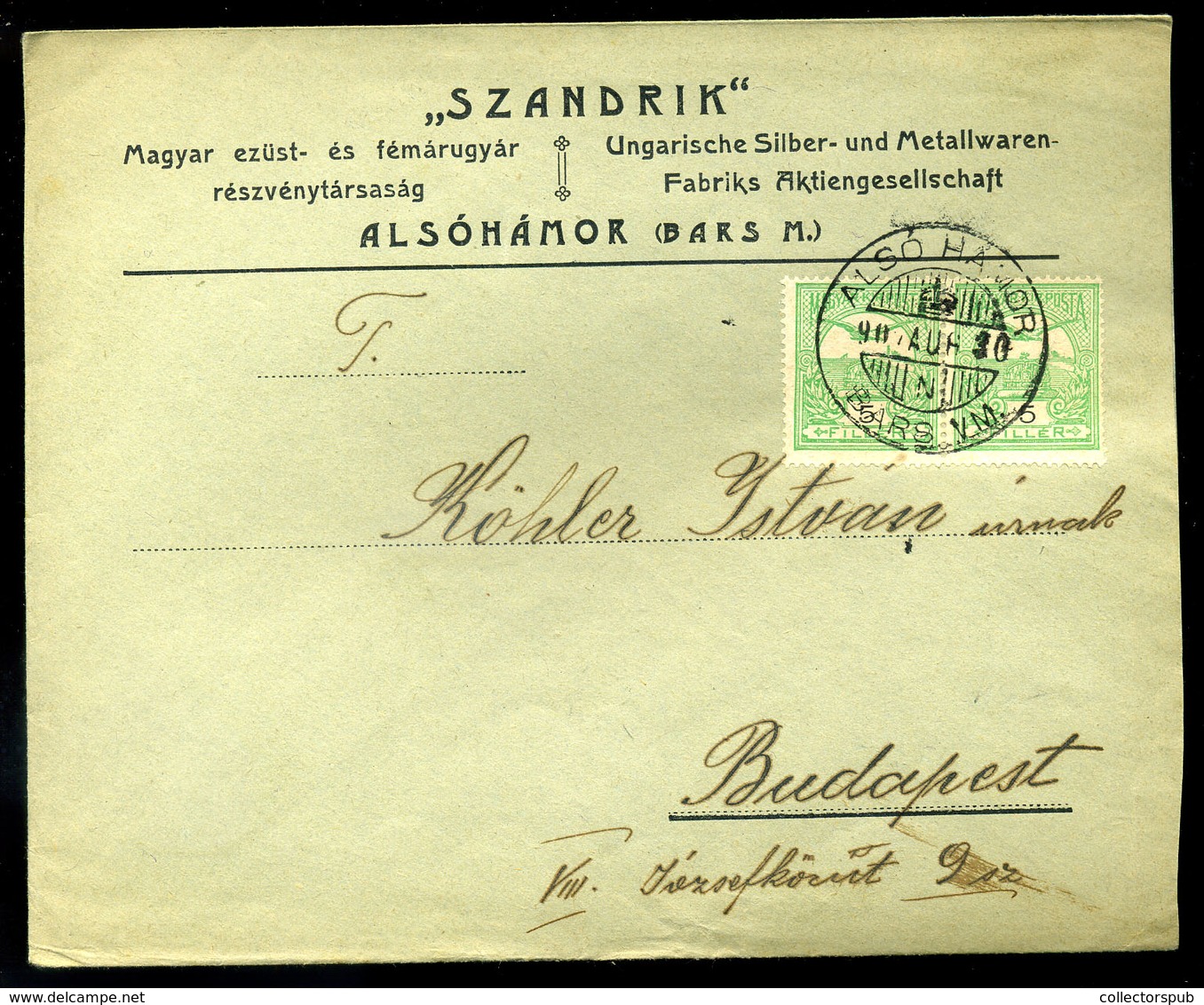 ALSÓHÁMOR Céges Levél Budapestre Küldve  /  Corp. Letter To Budapest - Used Stamps