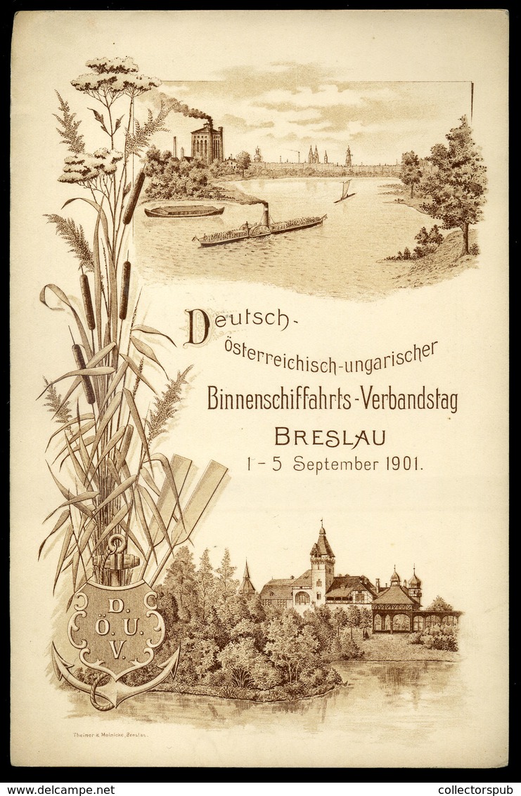 BRESLAU 1901. Binnenschiffahrts-Verbandstag Menükártya  /  MENU CARD - Menus