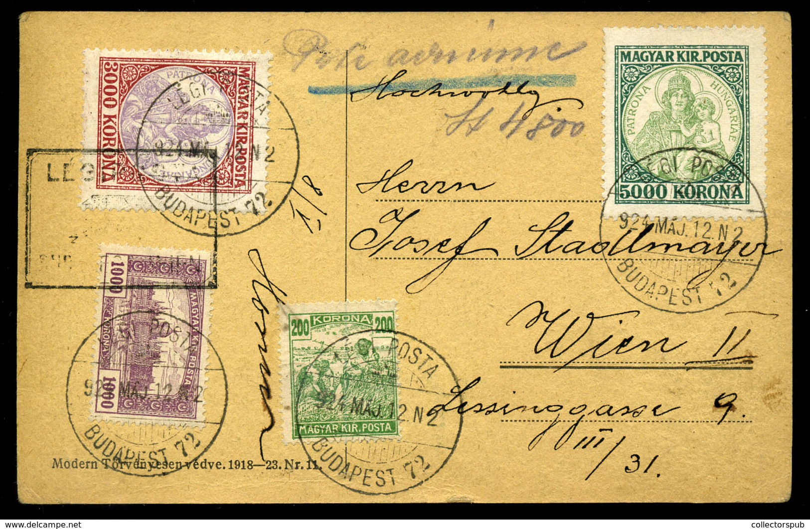 BUDAPEST 1924. Dekoratív Légi Levelezőlap Bécsbe Küldve  /  Decorative Airmail P.card To Vienna - Lettres & Documents