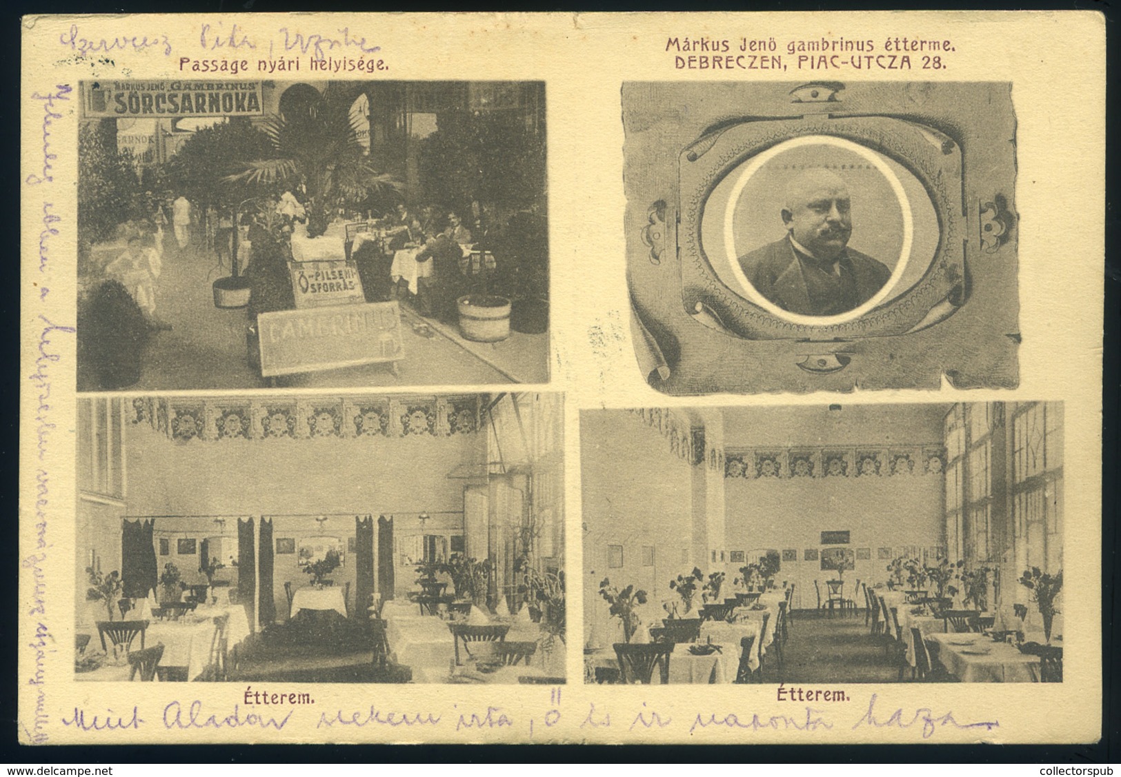 DEBRECEN 1914. Márkus Jenő Éterme, Régi Képeslap  /  Jenő Márkus Restaurant   Vintage Pic. P.card - Hungary