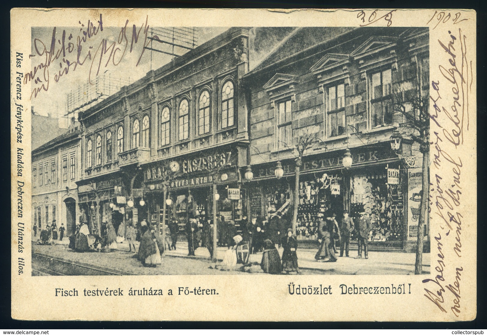 DEBRECEN 1902. Fisch Testvérek Áruháza, Régi Képeslap  /  Fisch Brothers Store   Vintage Pic. P.card - Hungary