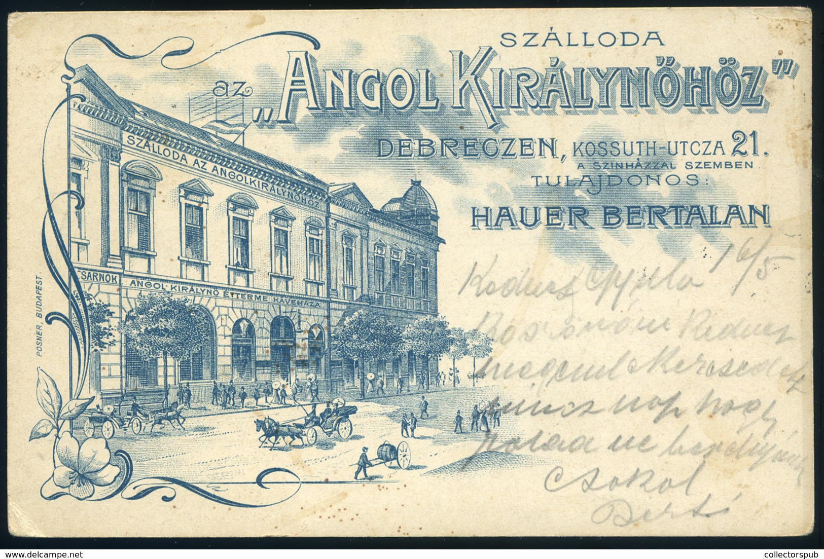 DEBRECEN 1902. Szálloda Az Angol Királynőhöz, Régi Képeslap  /  Queen Of England Hotel   Vintage Pic. P.card - Hongrie